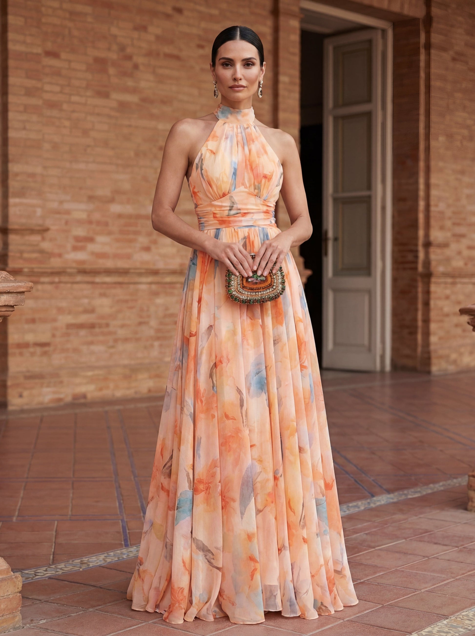 Esther™ | Abito halter con stampa acquerello