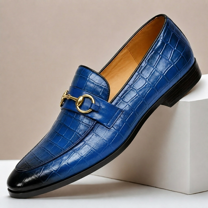 Mocassini Gaspari in Pelle Goffrata – Blu