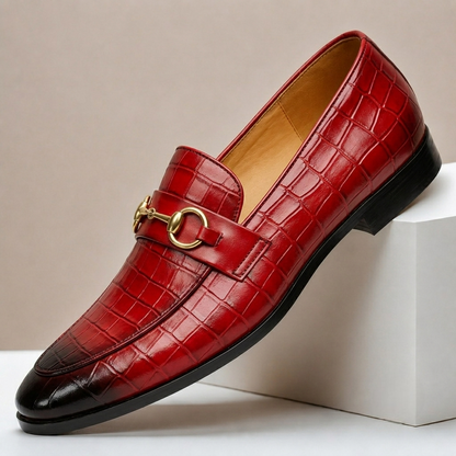 Mocassini Gaspari in Pelle Goffrata – Rosso