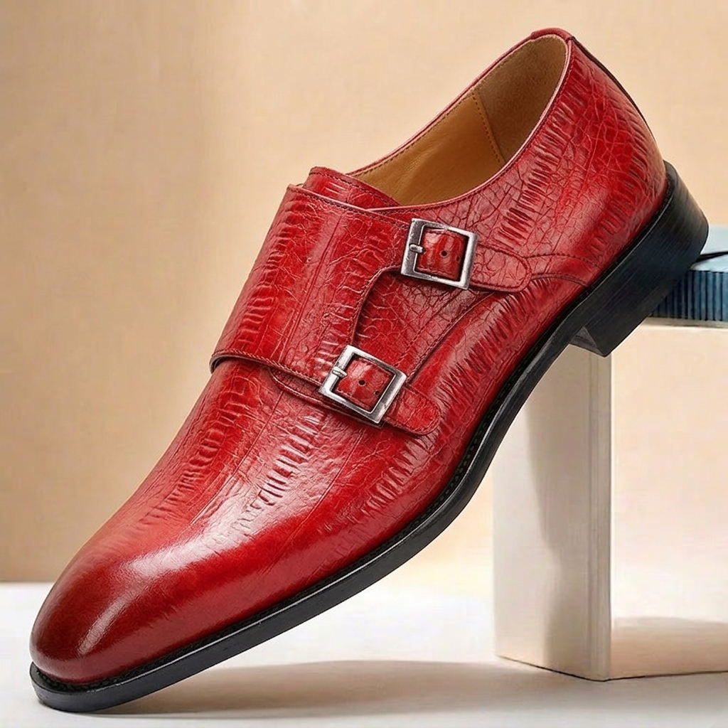 Scarpe Double Monk Varelli in Pelle – Rosso