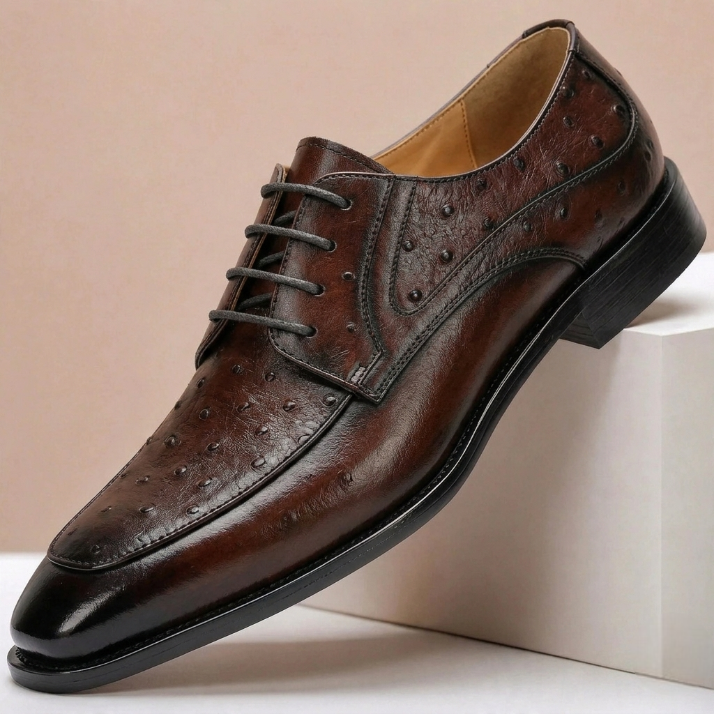 Scarpe Eleganti Tavero in Pelle Pieno Fiore – Blu