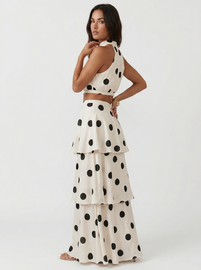 Lucia | Completo top e gonna lunga a pois