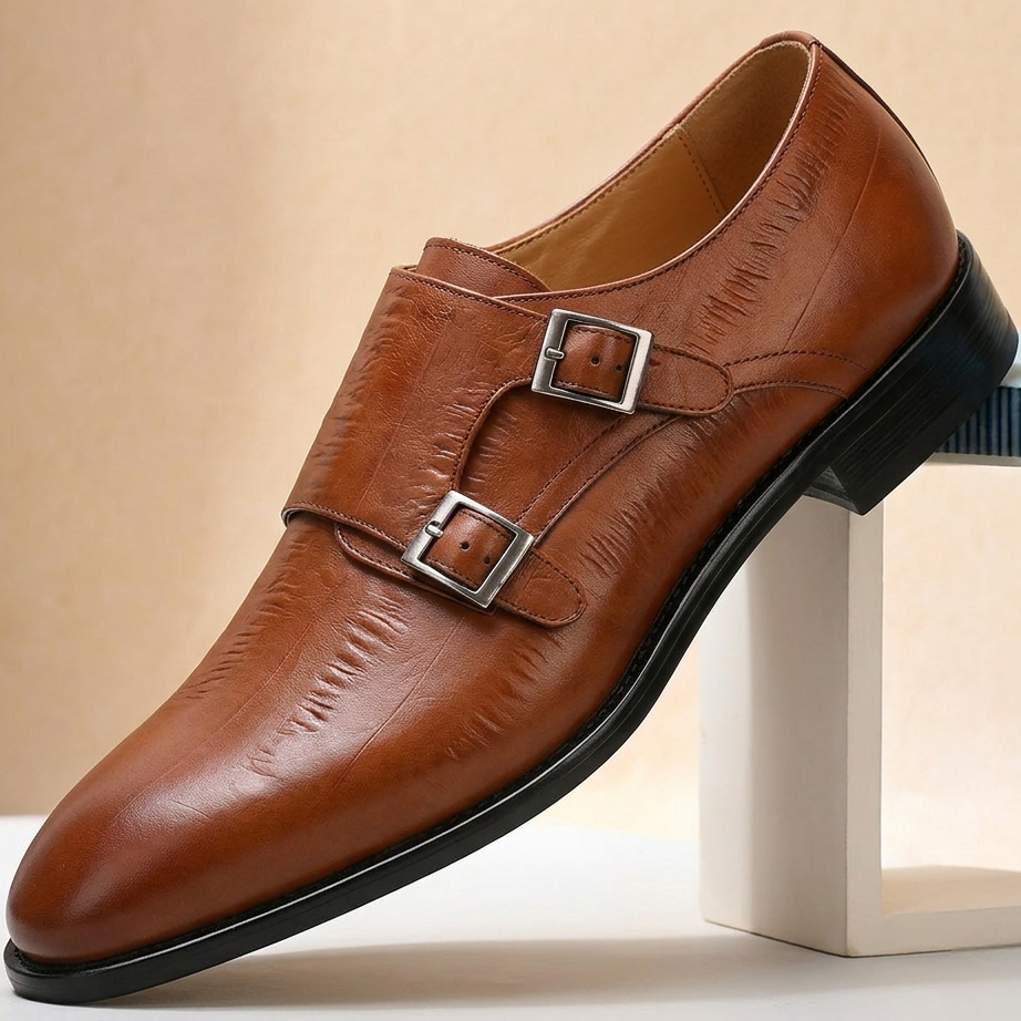 Scarpe Double Monk Varelli in Pelle – Marrone