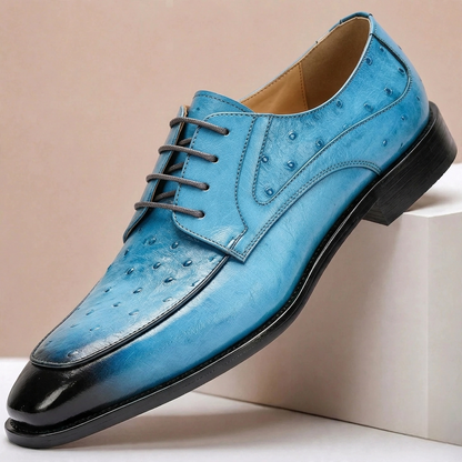 Scarpe Eleganti Tavero in Pelle Pieno Fiore – Azzurro cielo