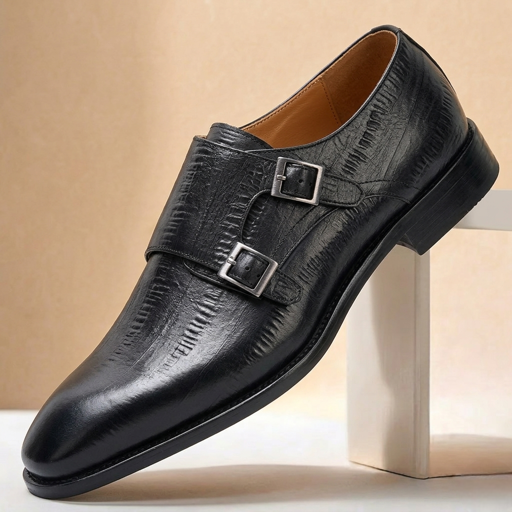 Scarpe Double Monk Varelli in Pelle – Nero