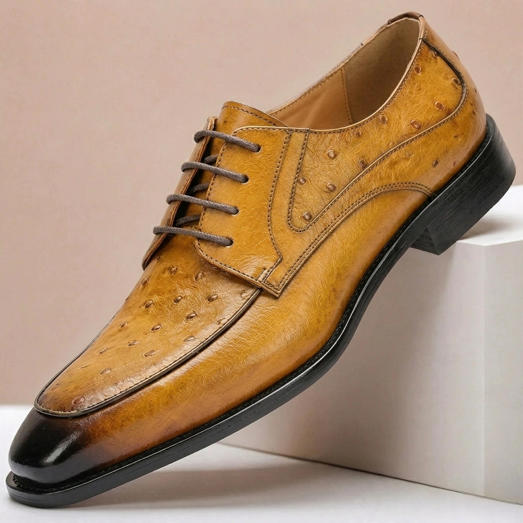 Scarpe Eleganti Tavero in Pelle Pieno Fiore – Giallo