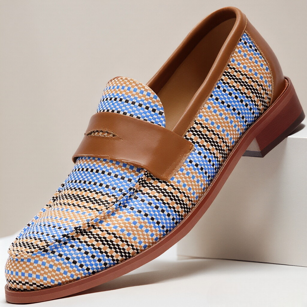 Mocassini Intrecciati Toscano – Righe blu