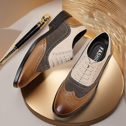 Scarpe Brogue Whitmore in Pelle e Camoscio – Bianco