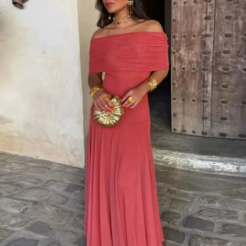 GIORGINA | Abito lungo firmato - Salmone