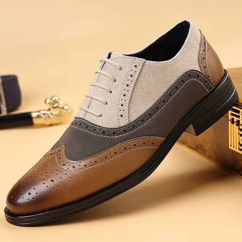 Scarpe Brogue Whitmore in Pelle e Camoscio – Bianco