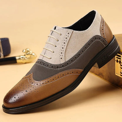 Scarpe Brogue Whitmore in Pelle e Camoscio – Bianco