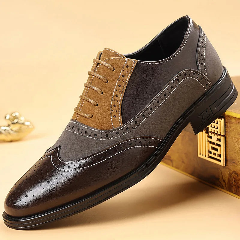 Scarpe Brogue Whitmore in Pelle e Camoscio – Grigio