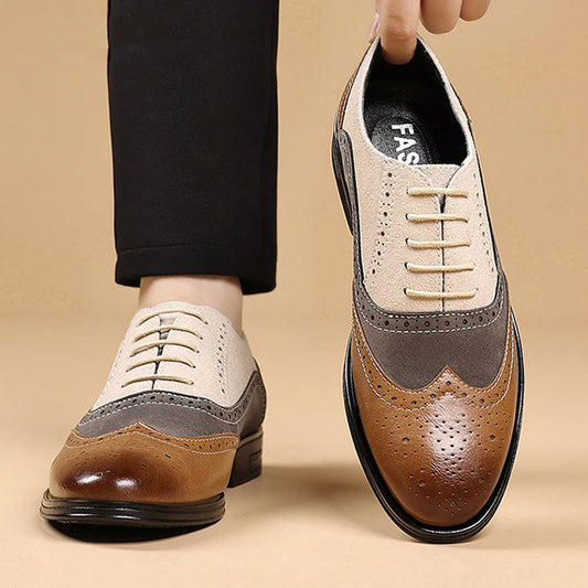 Scarpe Brogue Whitmore in Pelle e Camoscio – Bianco