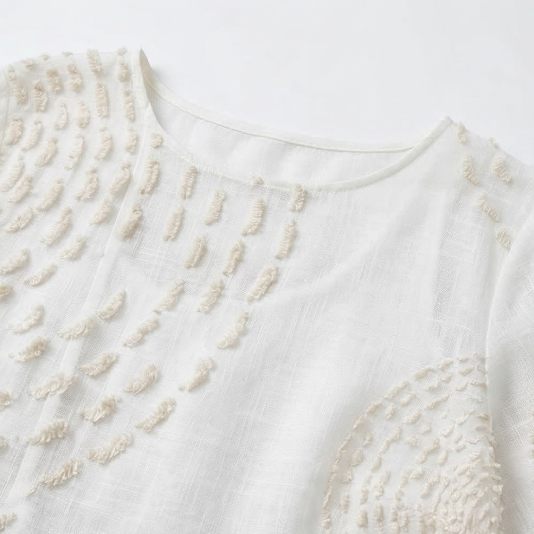 Abito casual ricamato bianco da donna
