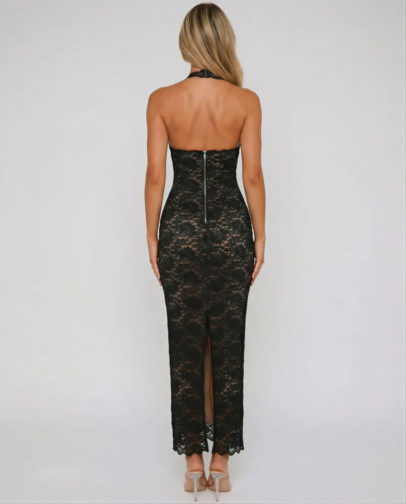 Julie | Lace Me Maxi Dress - Nero