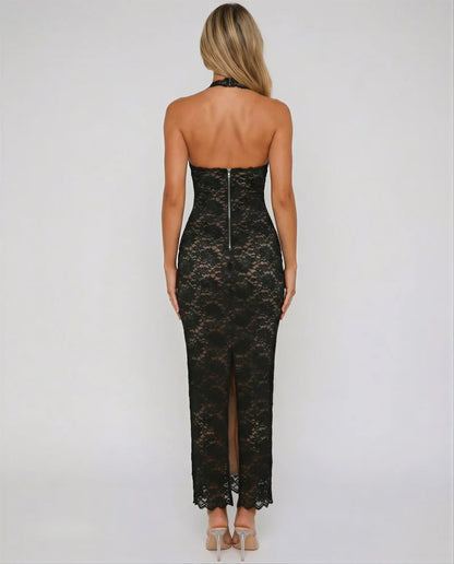 Julie | Lace Me Maxi Dress - Nero
