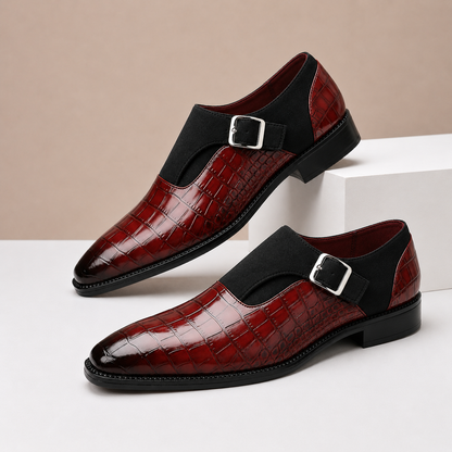 Scarpe Monk Strap Valerico in Vera Pelle – Rosso