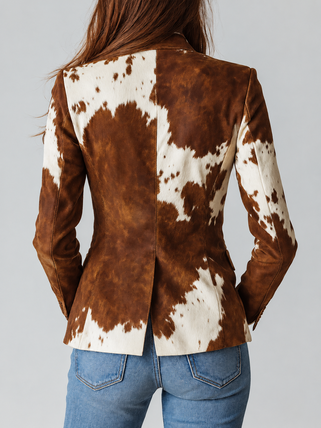 Agathe — Blazer vintage con stampa mucca ecosostenibile, vista 3