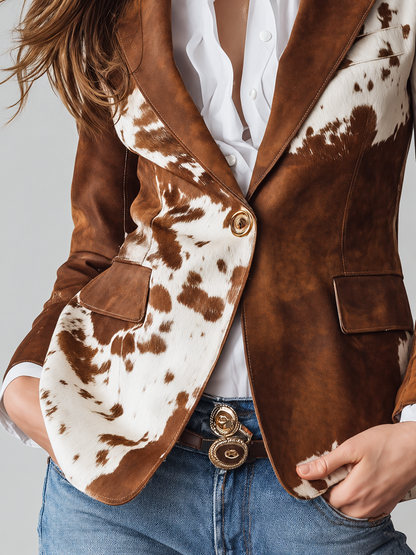 Agathe — Blazer vintage con stampa mucca ecosostenibile, vista 6