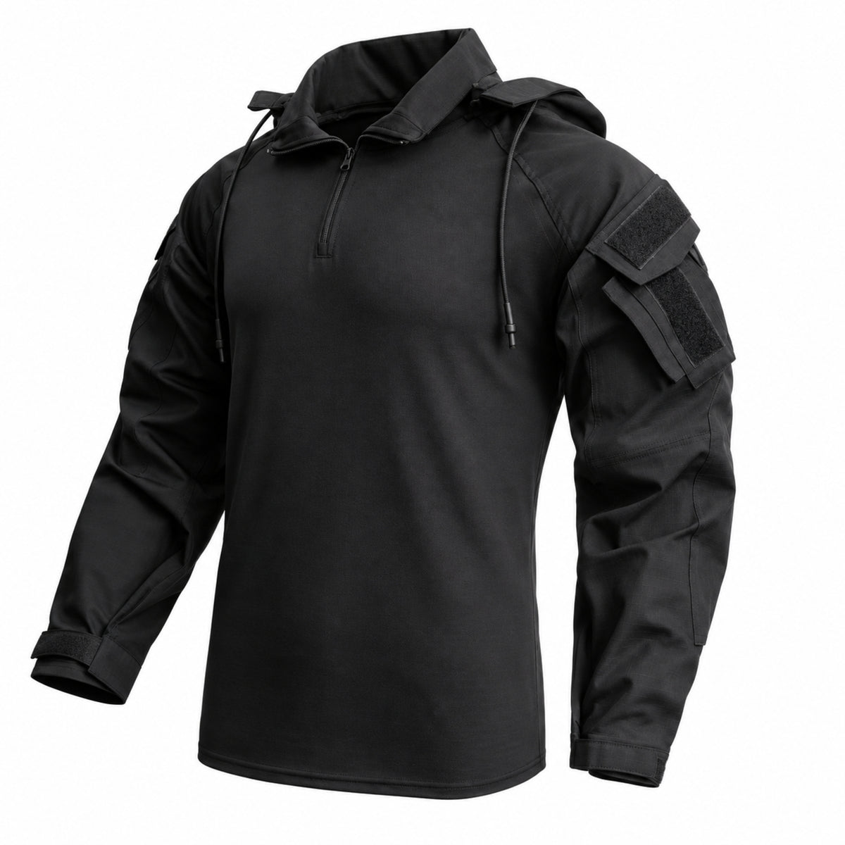 Ares | Completo tattico nero, vista frontale