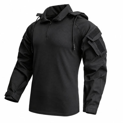 Ares | Completo tattico nero, vista frontale
