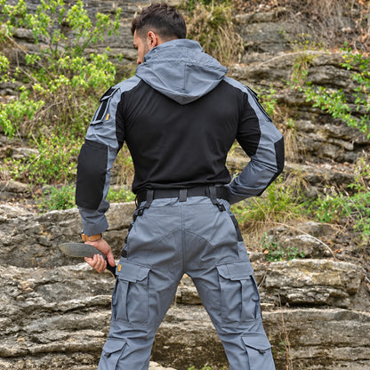 Ares | Completo tattico grigio indossato, vista posteriore