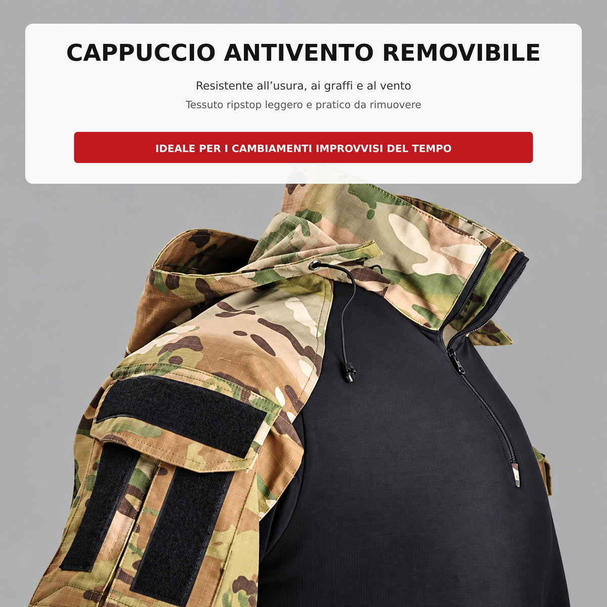 Ares | Cappuccio antivento removibile