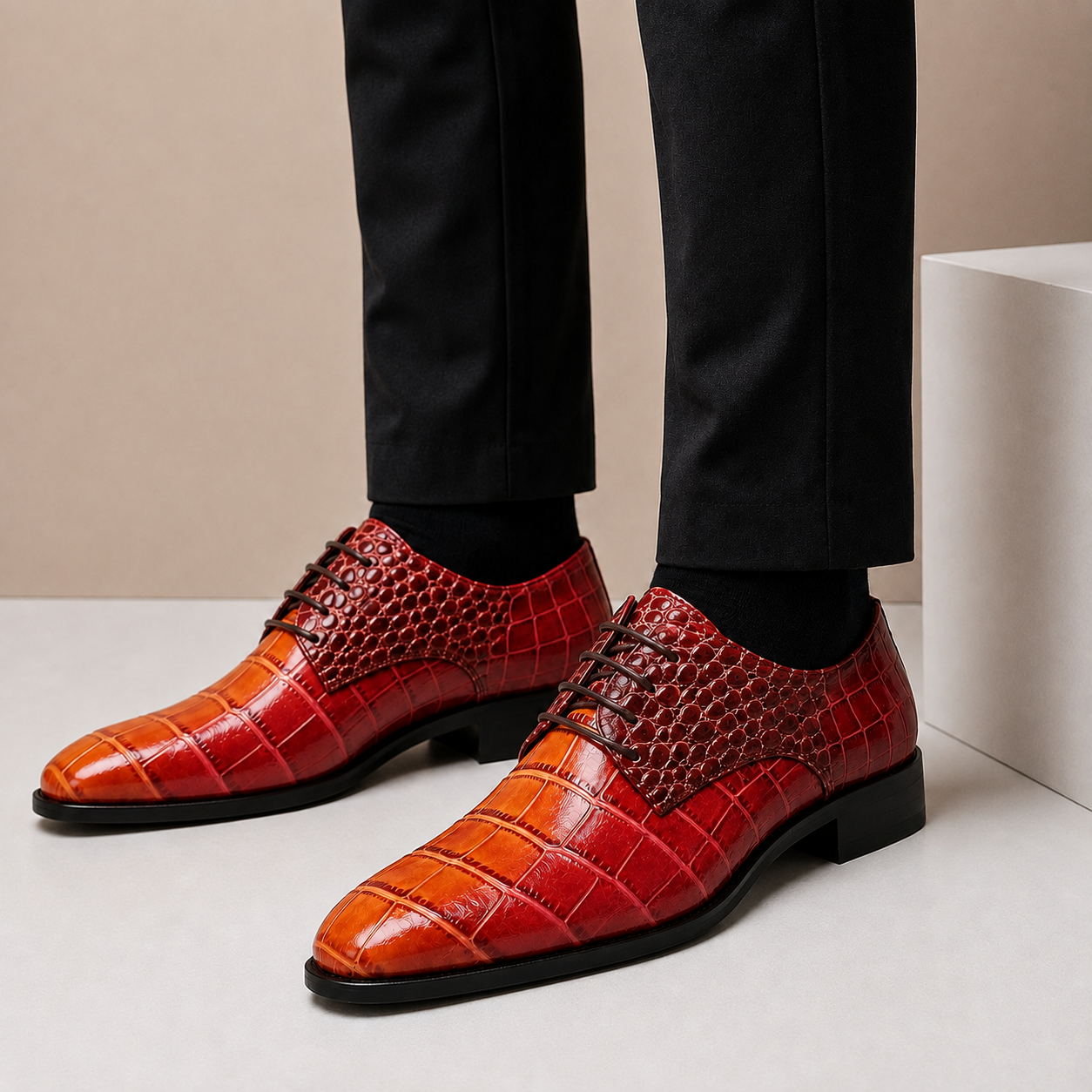 Scarpe Eleganti Armano in Vera Pelle Goffrata – vista 3