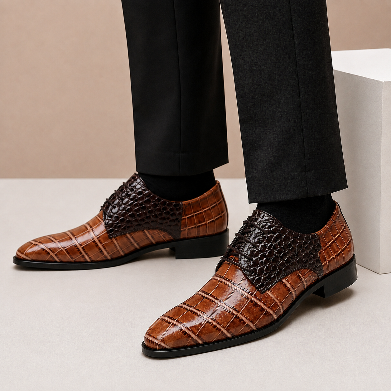 Scarpe Eleganti Armano in Vera Pelle Goffrata – vista 11