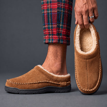 Pantofole Aspen color cachi indossate