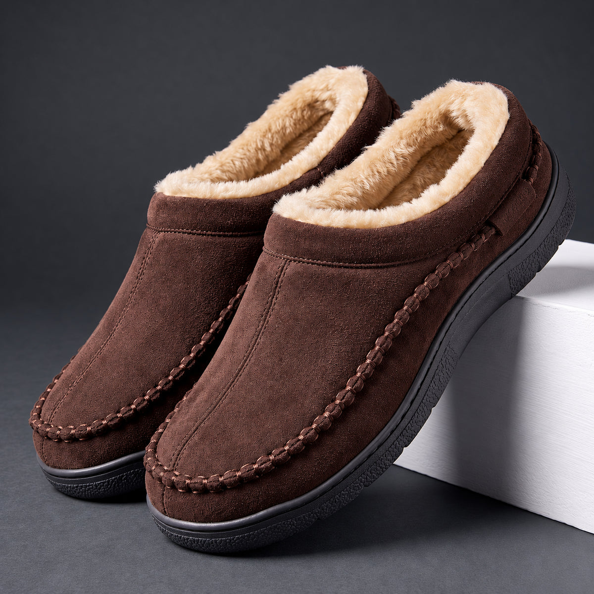 Pantofole Aspen marroni con interno in ecopelliccia