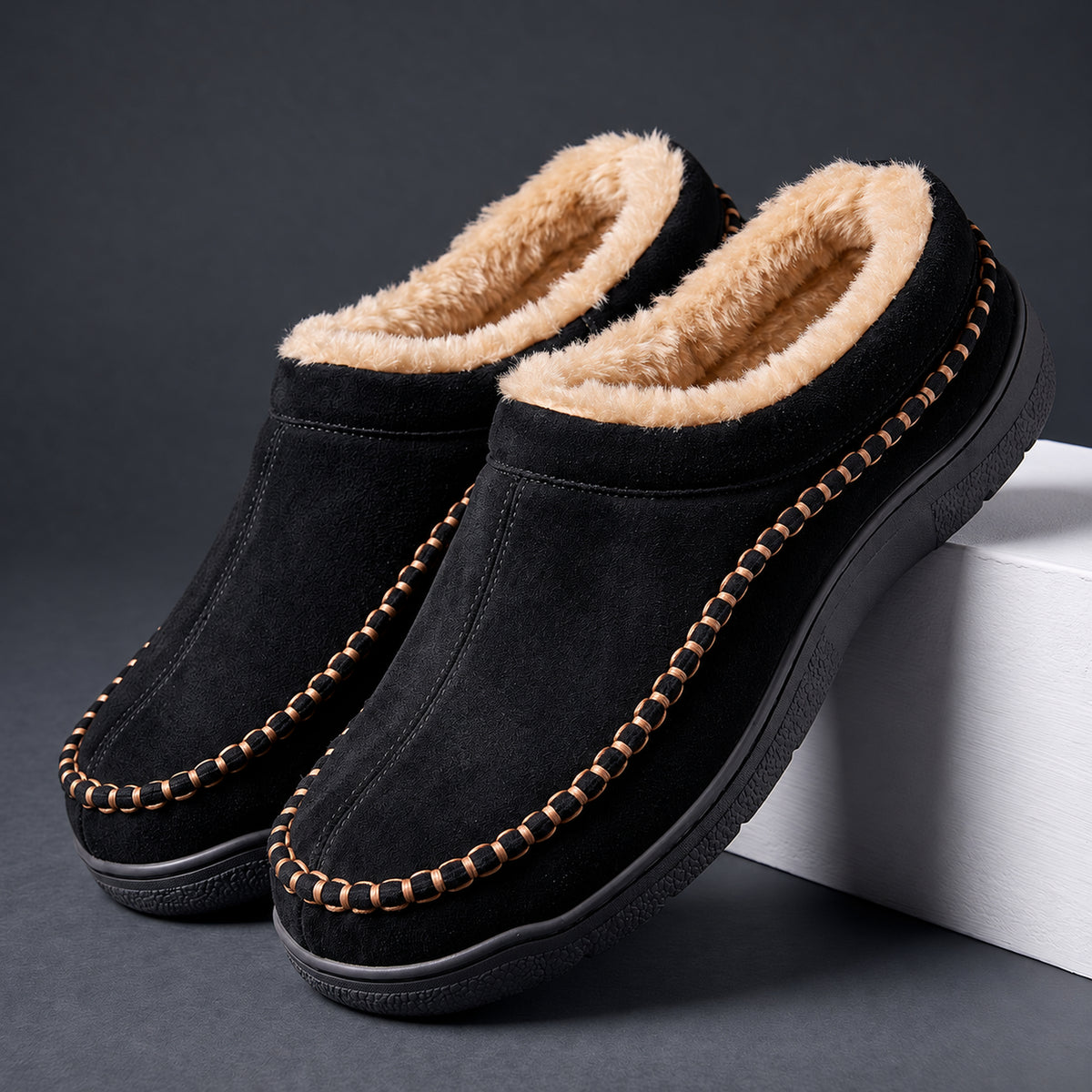 Pantofole Aspen nere con interno in ecopelliccia