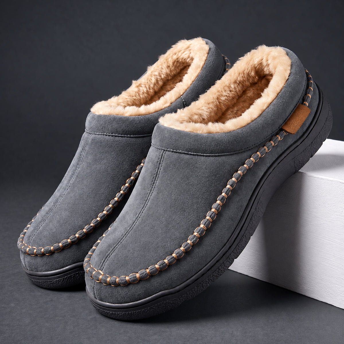 Pantofole Aspen grigie con interno in ecopelliccia