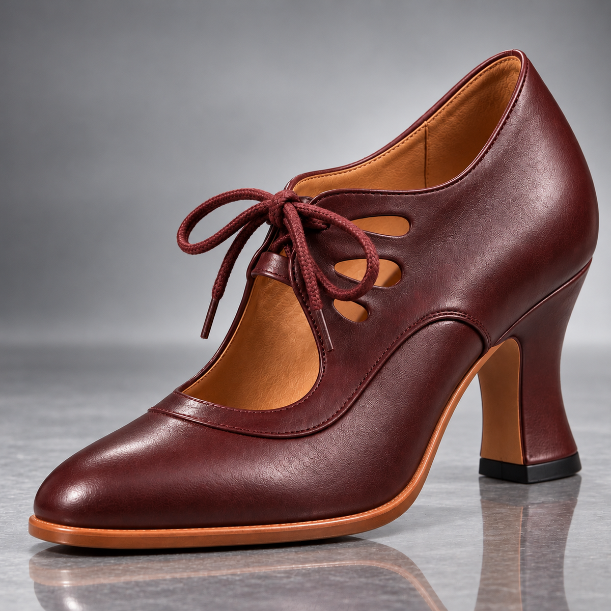 Audrey | Décolleté vintage con lacci — bordeaux — prodotto