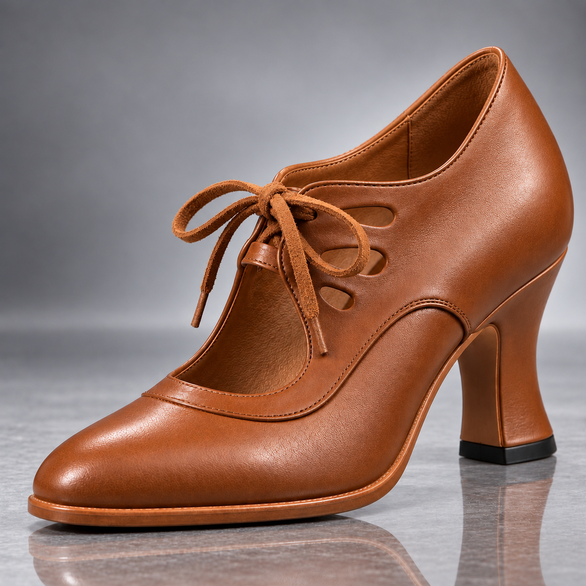Audrey | Décolleté vintage con lacci — cognac — prodotto
