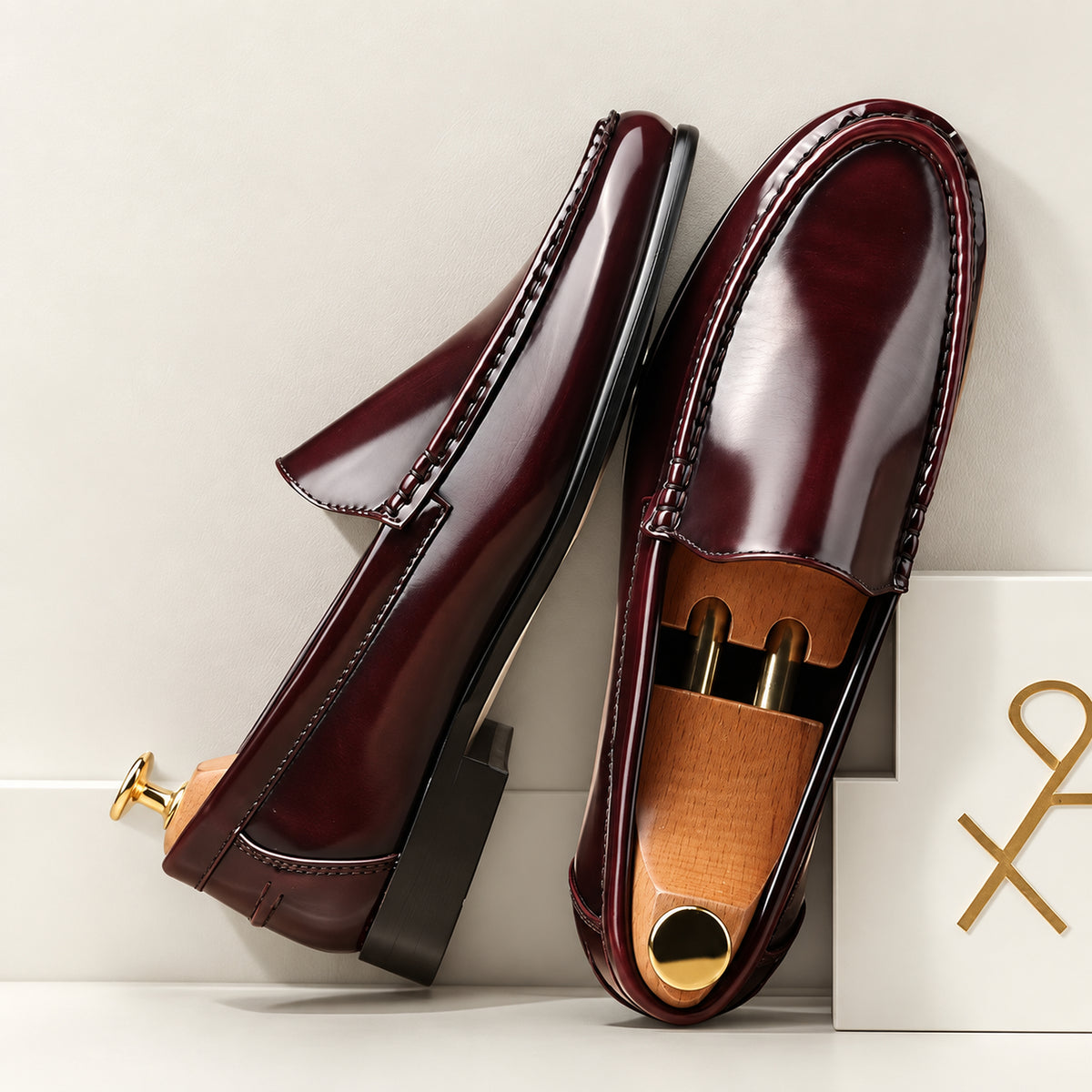 Mocassini Aurelio Bordeaux con vista superiore