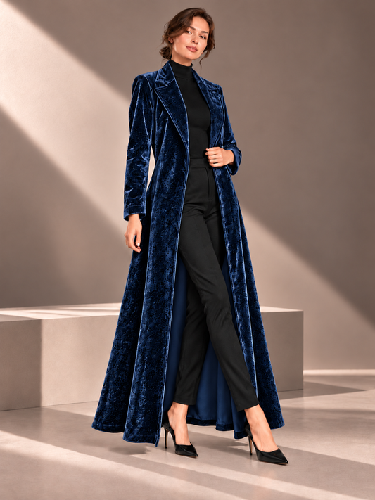 Beatrice, Cappotto maxi in velluto dalla linea fluida, vista 2