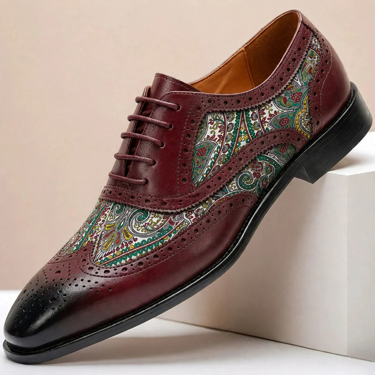 Scarpe Oxford Stefano in Pelle Pieno Fiore – Bordeaux