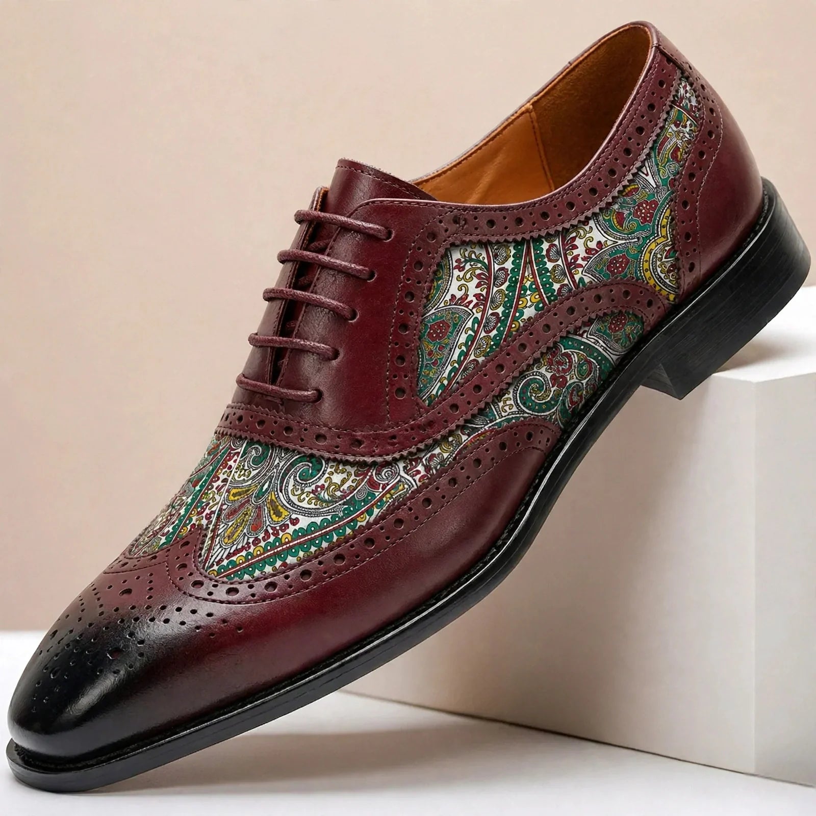 Scarpe Oxford Stefano in Pelle Pieno Fiore – Bordeaux