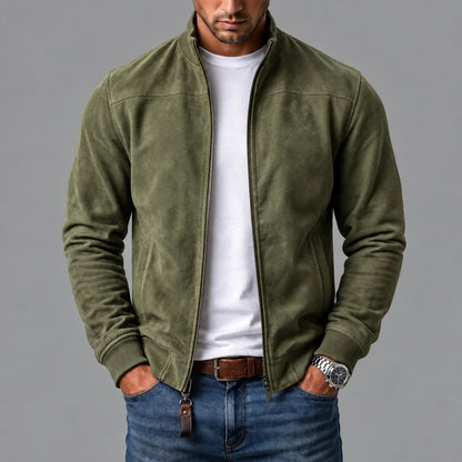 Giacca bomber Castell verde oliva indossata da uomo