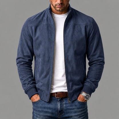 Giacca bomber Castell blu navy indossata da uomo