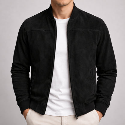 Giacca bomber moderna Castell nera indossata
