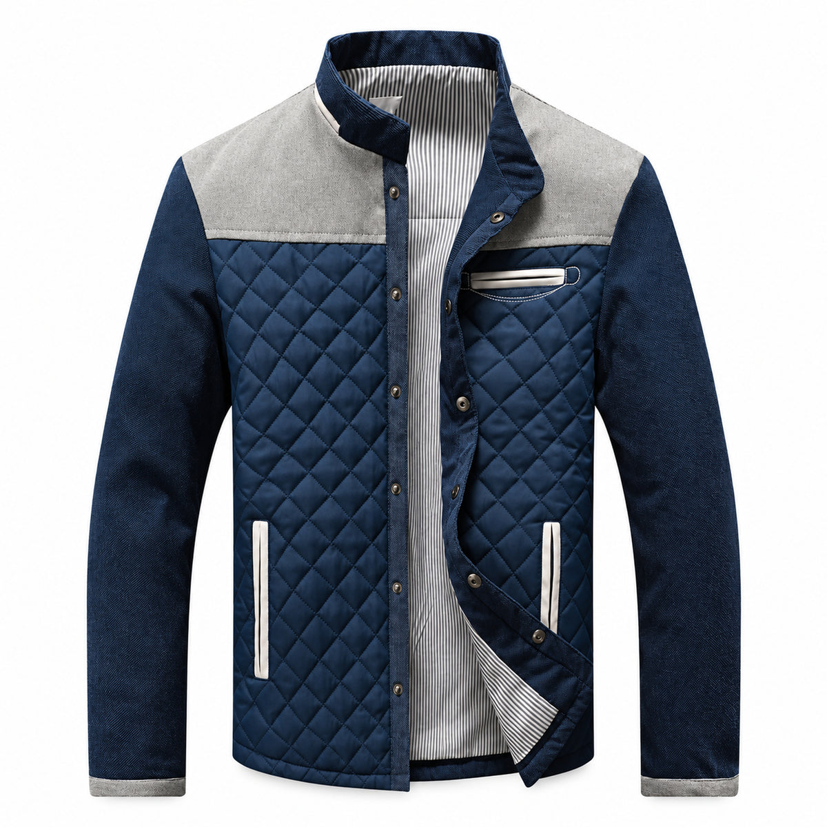 Giacca bomber premium Castell blu e grigia, vista frontale