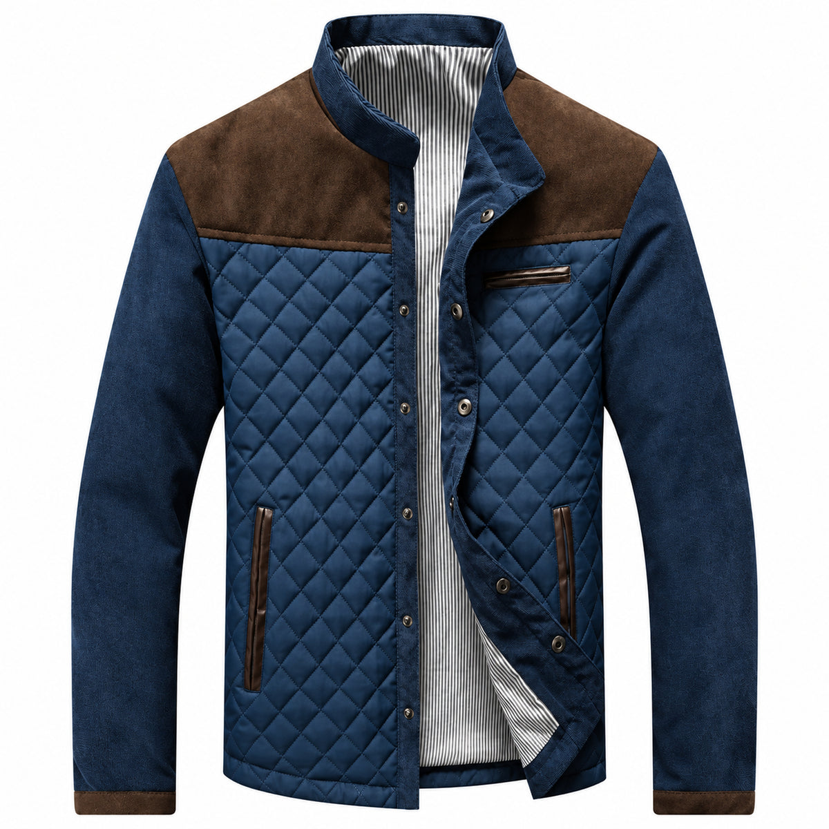 Giacca bomber premium Castell blu e marrone, vista frontale