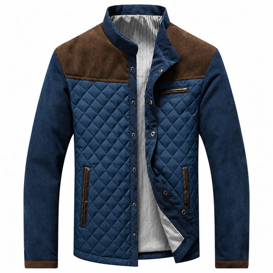 Giacca bomber premium Castell blu e marrone, vista frontale
