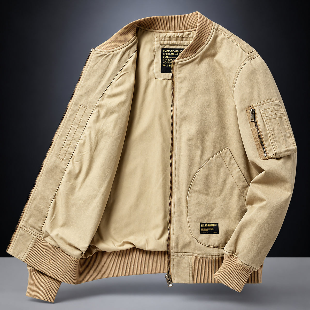 Giacca bomber vintage Castell beige, vista frontale