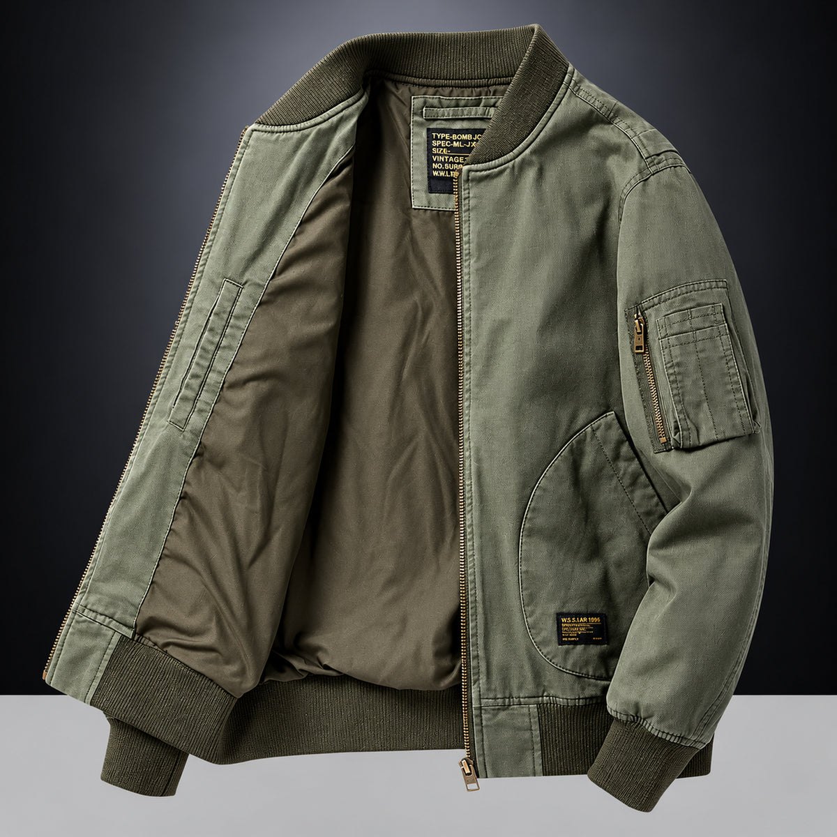 Giacca bomber vintage Castell verde, vista frontale