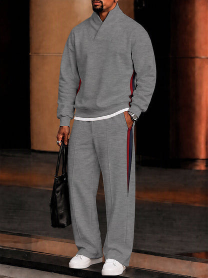 Completo Athleisure in Felpa con Dettagli a Contrasto Grigio vista 3