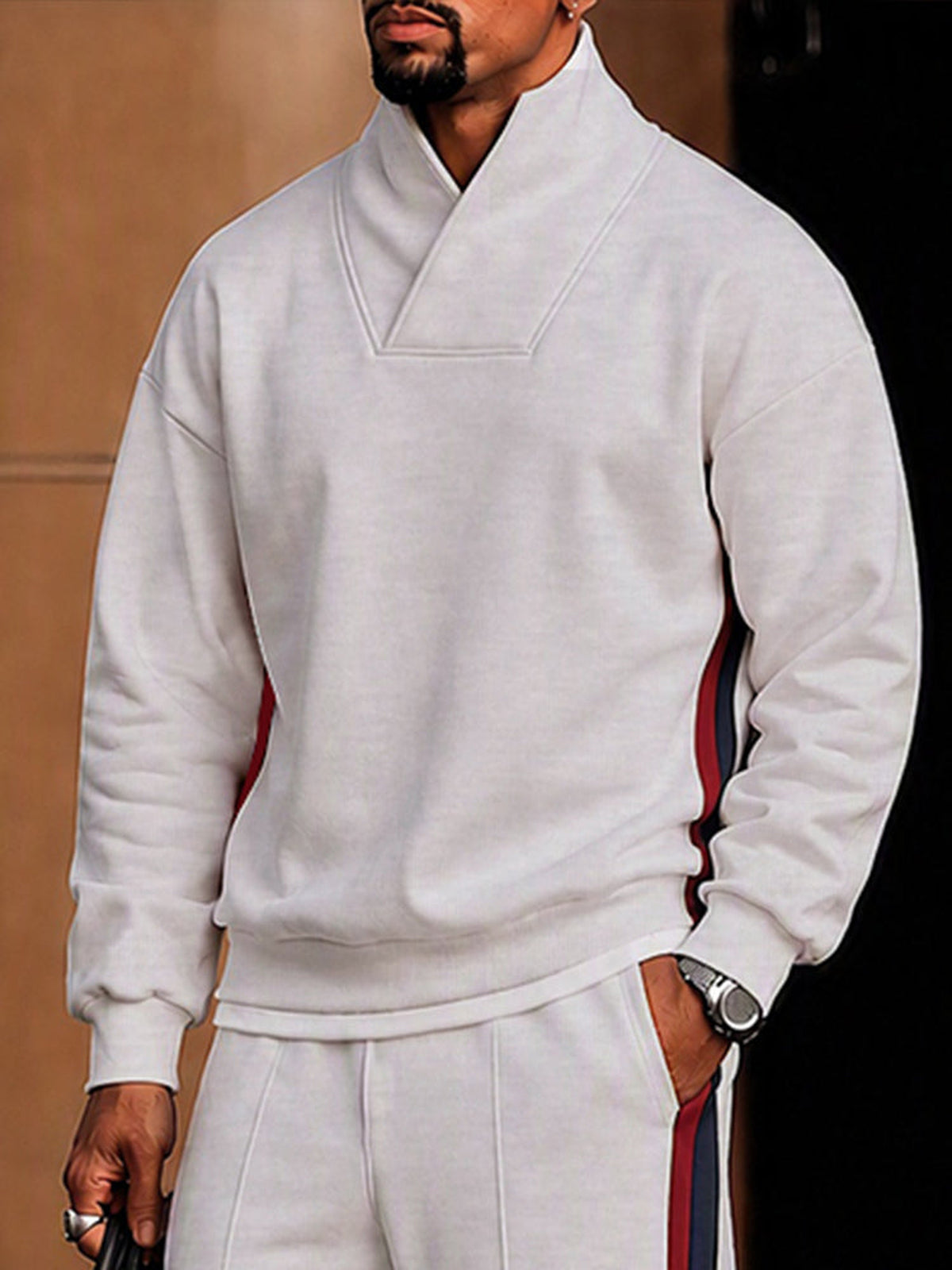 Completo Athleisure in Felpa con Dettagli a Contrasto dettaglio vista 4