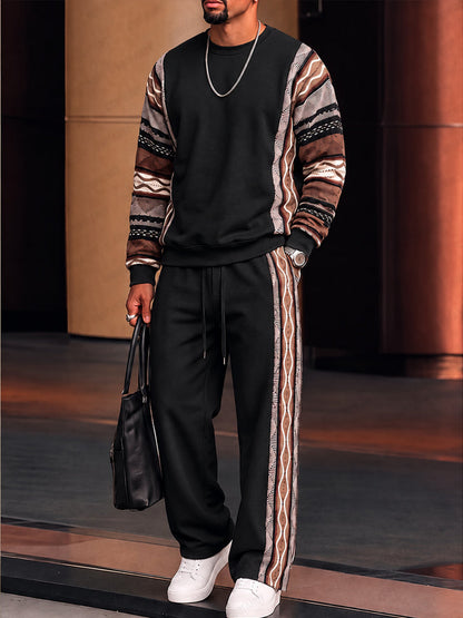 Completo Athleisure con Inserti Tribali Nero vista 3